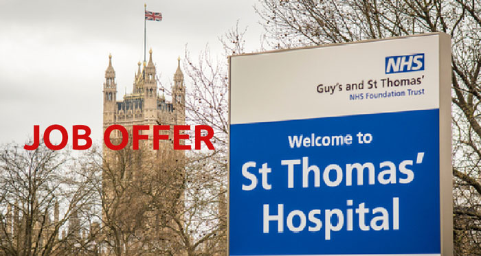 Job Offer  Guy's and St. Thomas' Hospital UK