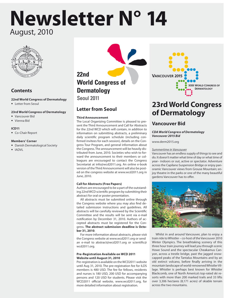 Newsletter 14 della «International League of Dermatological Societies»