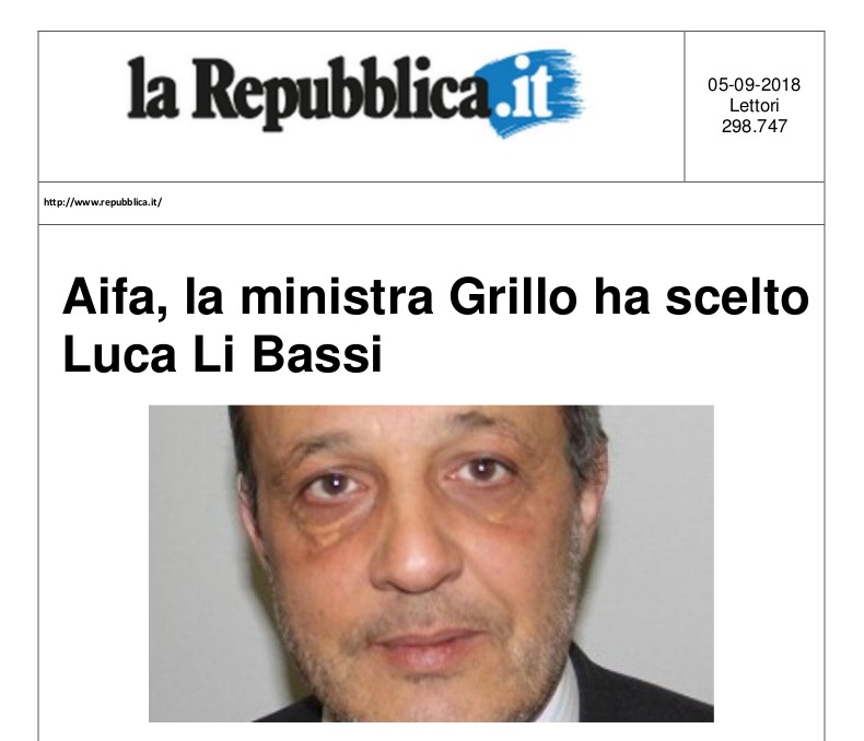 Aifa, la ministra Grillo ha scelto Luca Li Bassi