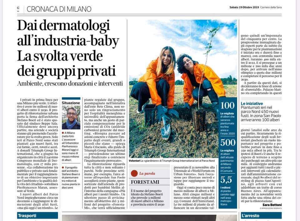 La realizzazione del progetto FORESTAMI sposato da TGI per compensare La CO2 generata durante la realizzazione di wcd Milano 2019
