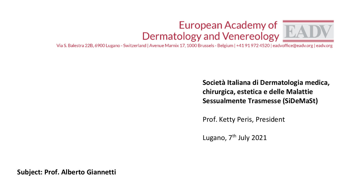 Prof. Alberto Giannetti - Condolences by EADV