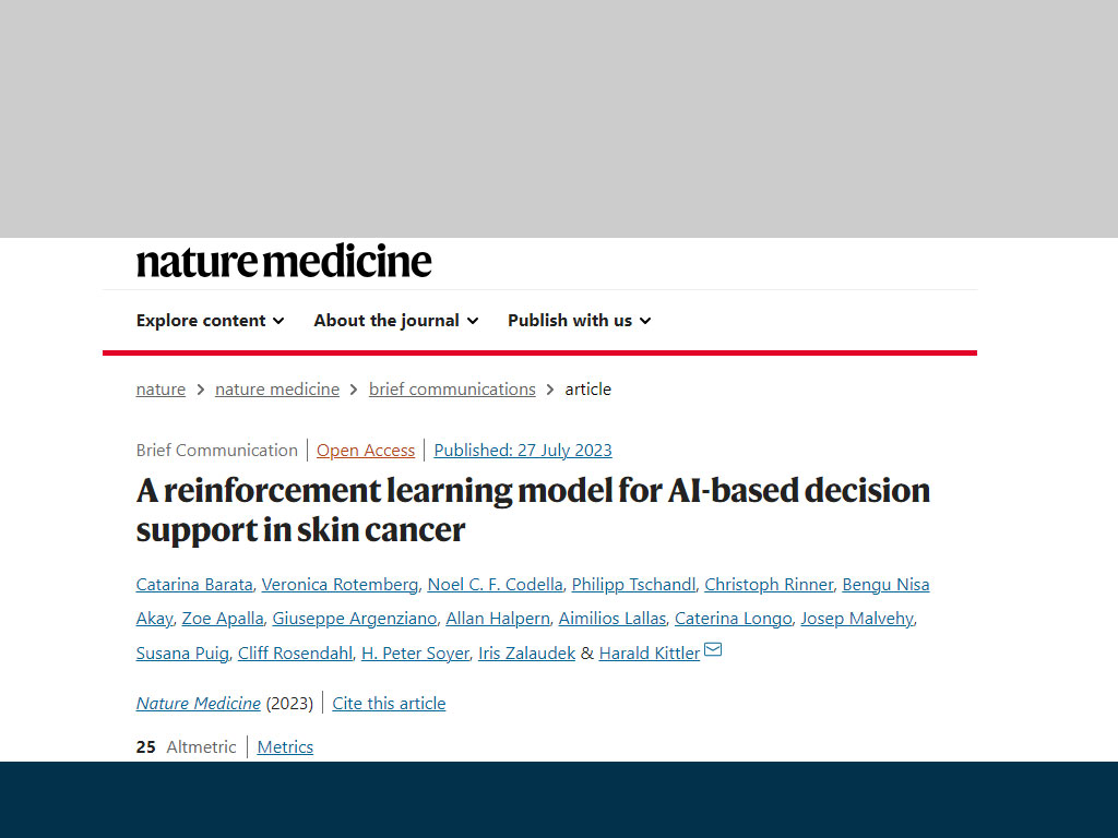 Un modello di potenziamento dell'apprendimento per il supporto decisionale basato sull'IA nel cancro della pelle