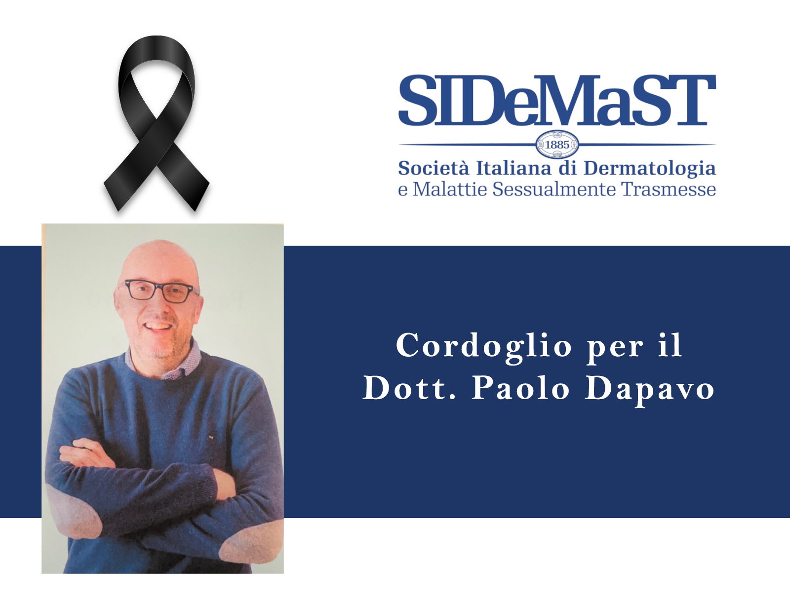 Cordoglio per il  Dott. Dapavo