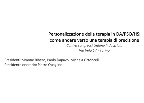 Personalizzazione della terapia in DA/PSO/HS : come andare verso una terapia di precisione