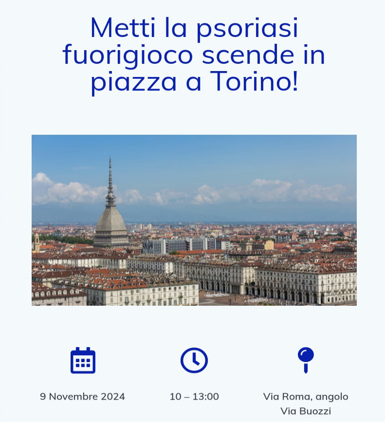 Metti la psoriasi fuorigioco scende in piazza a Torino!